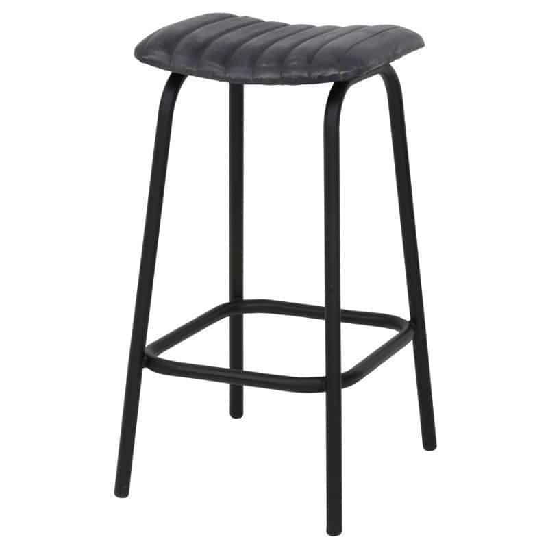 Stools & Poufs | Bar Stool Carrow Leather Grey Furniture Stools & Poufs