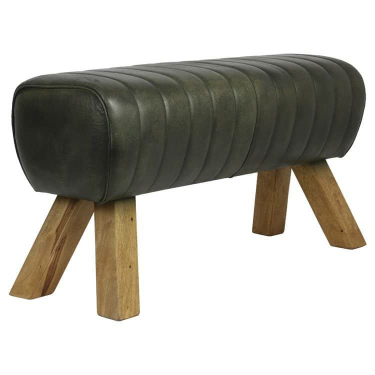 Stools & Poufs | Bench Ramy Leather Green 87X30X46 Cm Furniture Stools & Poufs