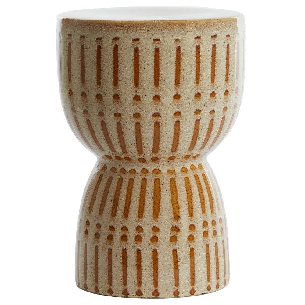 Stools & Poufs | Ceramic Stool Finca Cream+Brown Ø28.5X42Cm Furniture Stools & Poufs