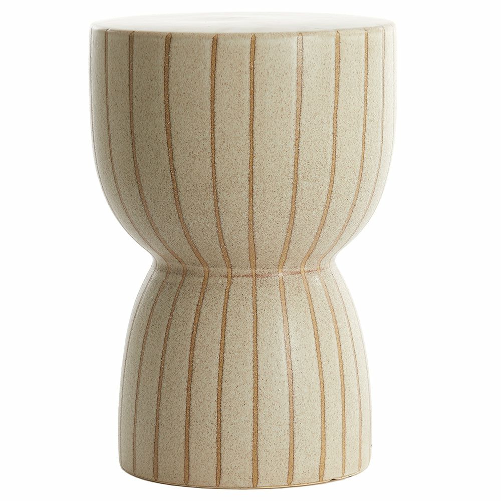 Stools & Poufs | Ceramic Stool Finca Sand+Brown Ø28.5X42Cm Furniture Stools & Poufs