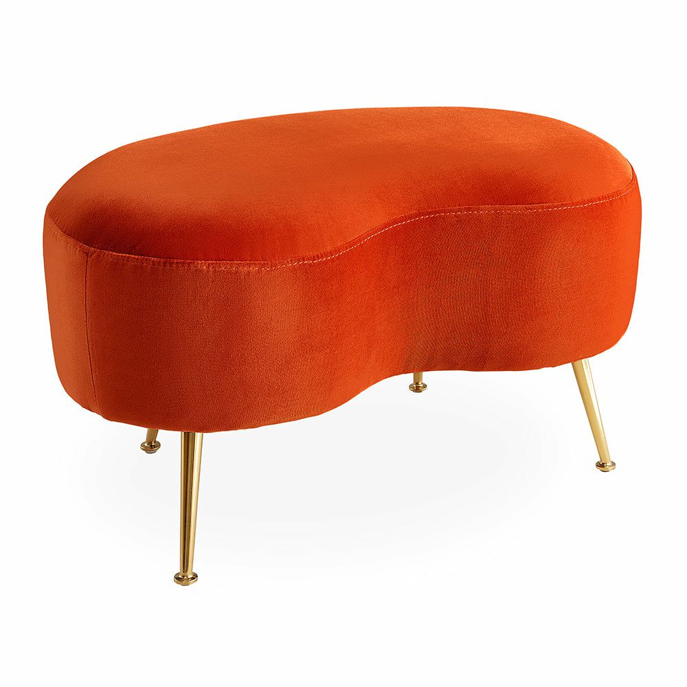 Stools & Poufs | Kidney Ottoman Stool, Velvet In Orange-Red Furniture Stools & Poufs