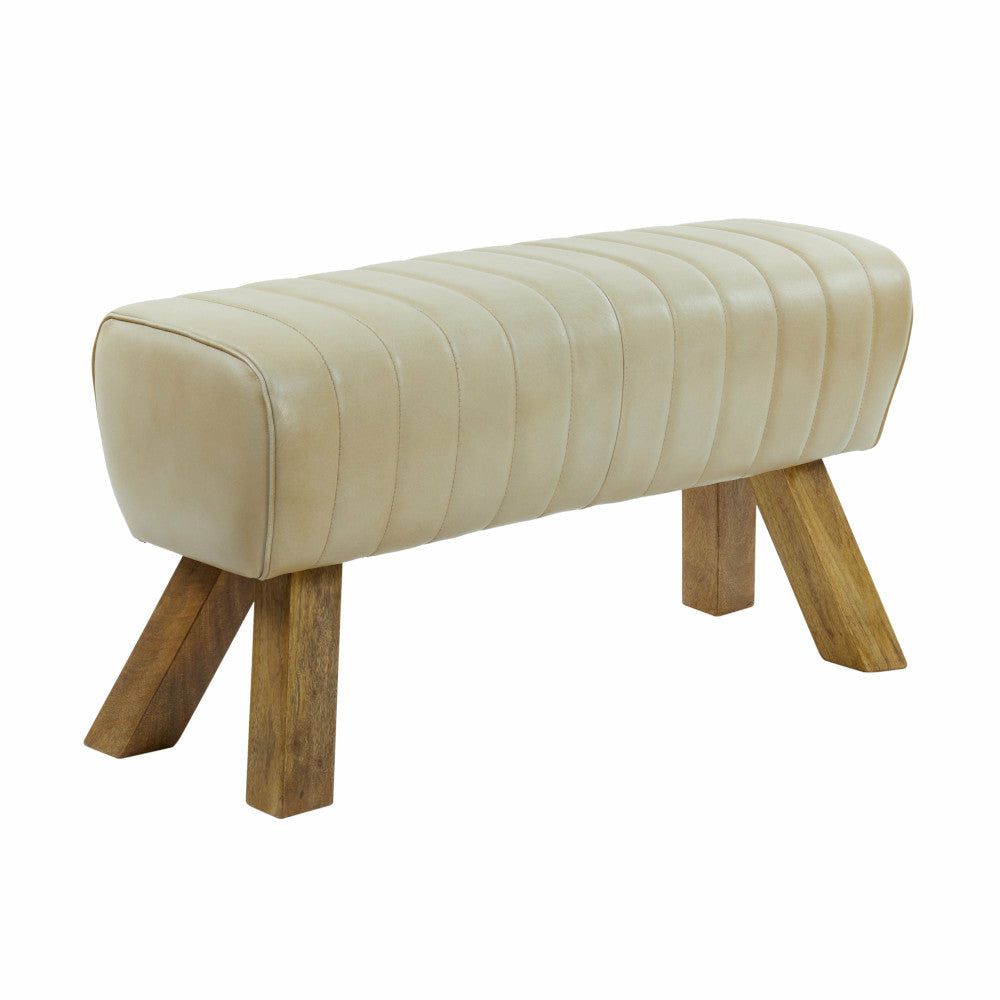 Stools & Poufs | Leather Bench Ramy Sand 90X31X46Cm Furniture Stools & Poufs