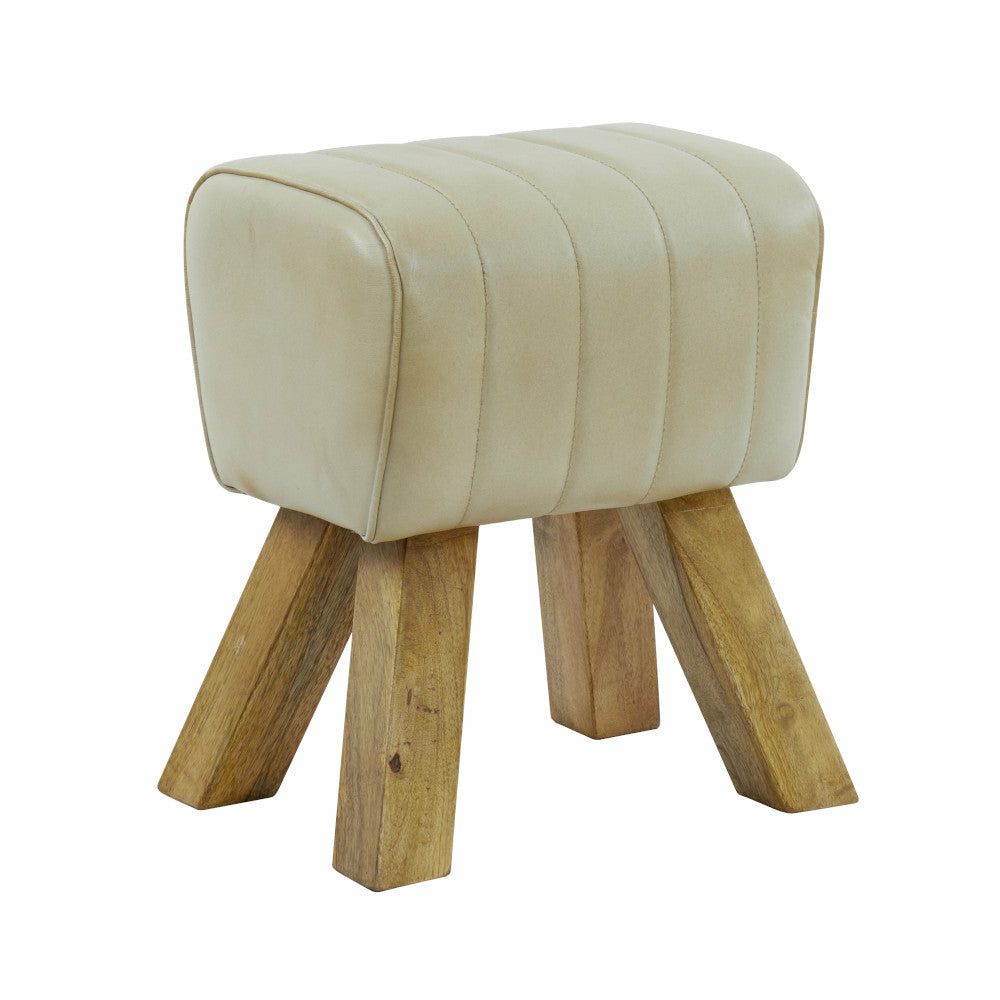 Stools & Poufs | Leather Stool Ramy Sand 40X31X46Cm Furniture Stools & Poufs