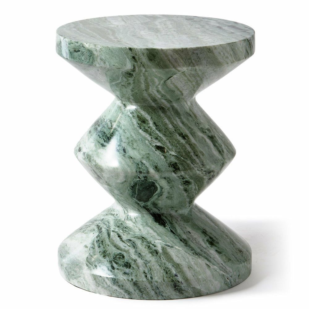 Stools & Poufs | Marble Zig Zag Stool Dark Green Furniture Stools & Poufs