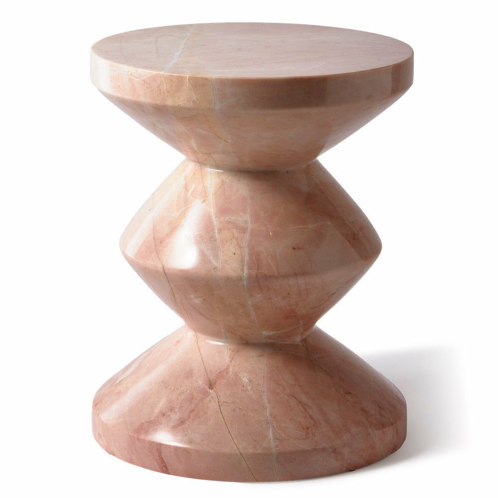 Stools & Poufs | Marble Zig Zag Stool Light Pink Furniture Stools & Poufs