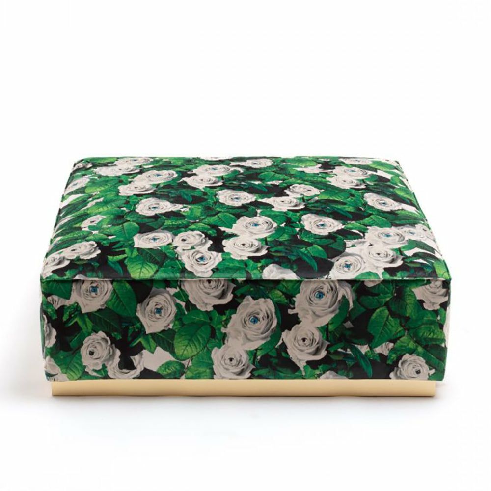 Stools & Poufs | Modular Pouf Roses Green, White Furniture Stools & Poufs