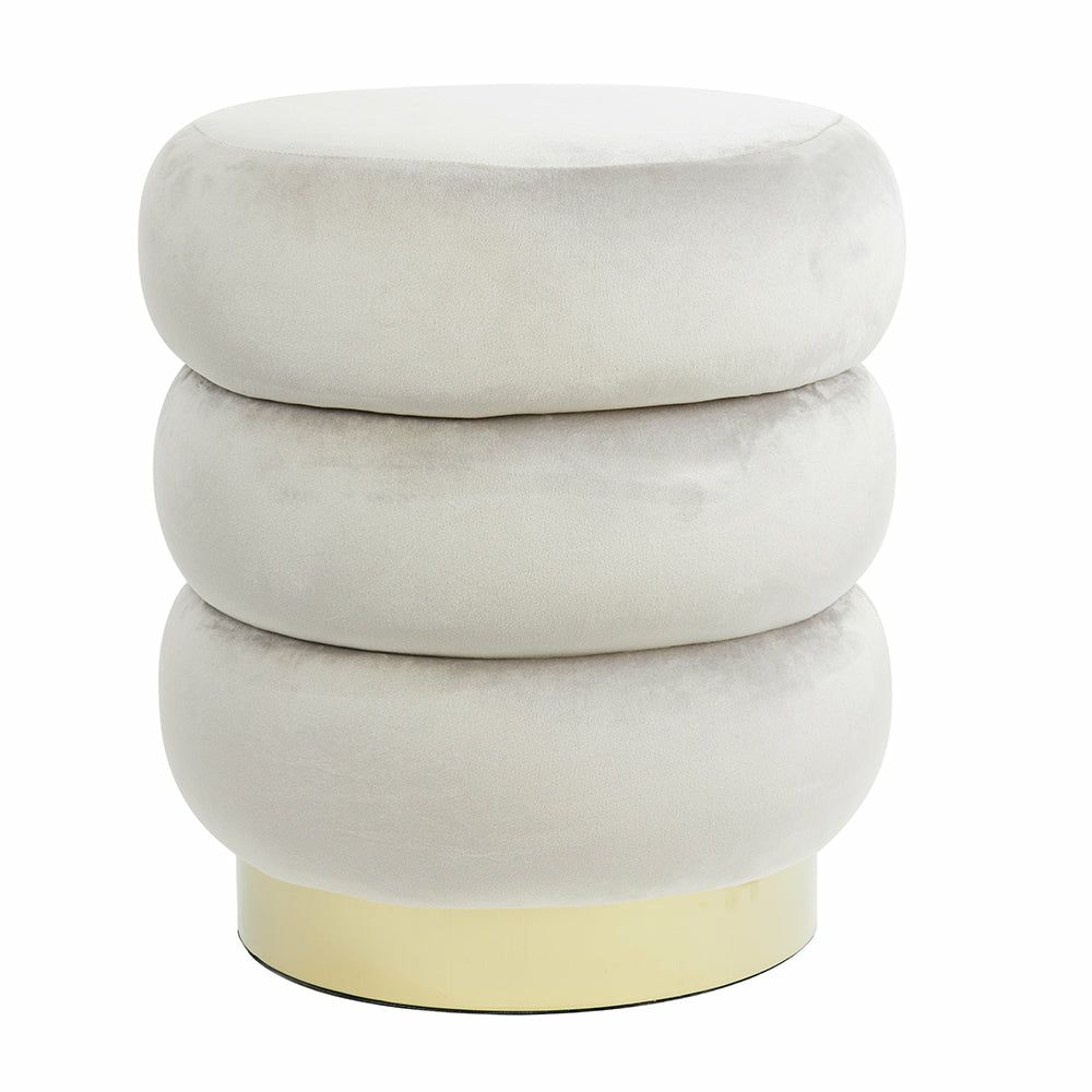 Stools & Poufs | Pouf Kimi Velvet Light Gray + Gold Furniture Stools & Poufs