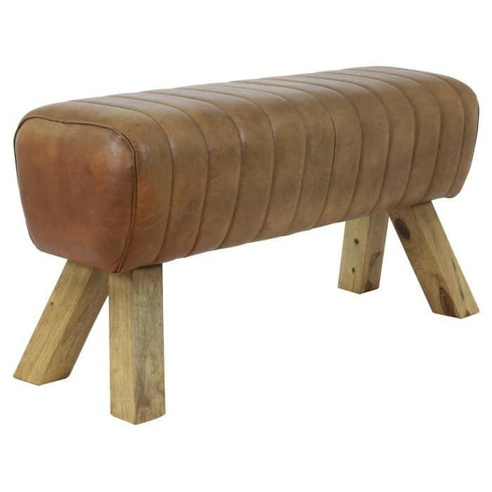 Stools & Poufs | Ramy Leather Brown Bench 87X30X46 Cm Furniture Stools & Poufs