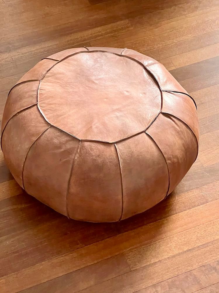 Stools & Poufs | Round Pouf Buffalo Brown Leather Furniture Stools & Poufs