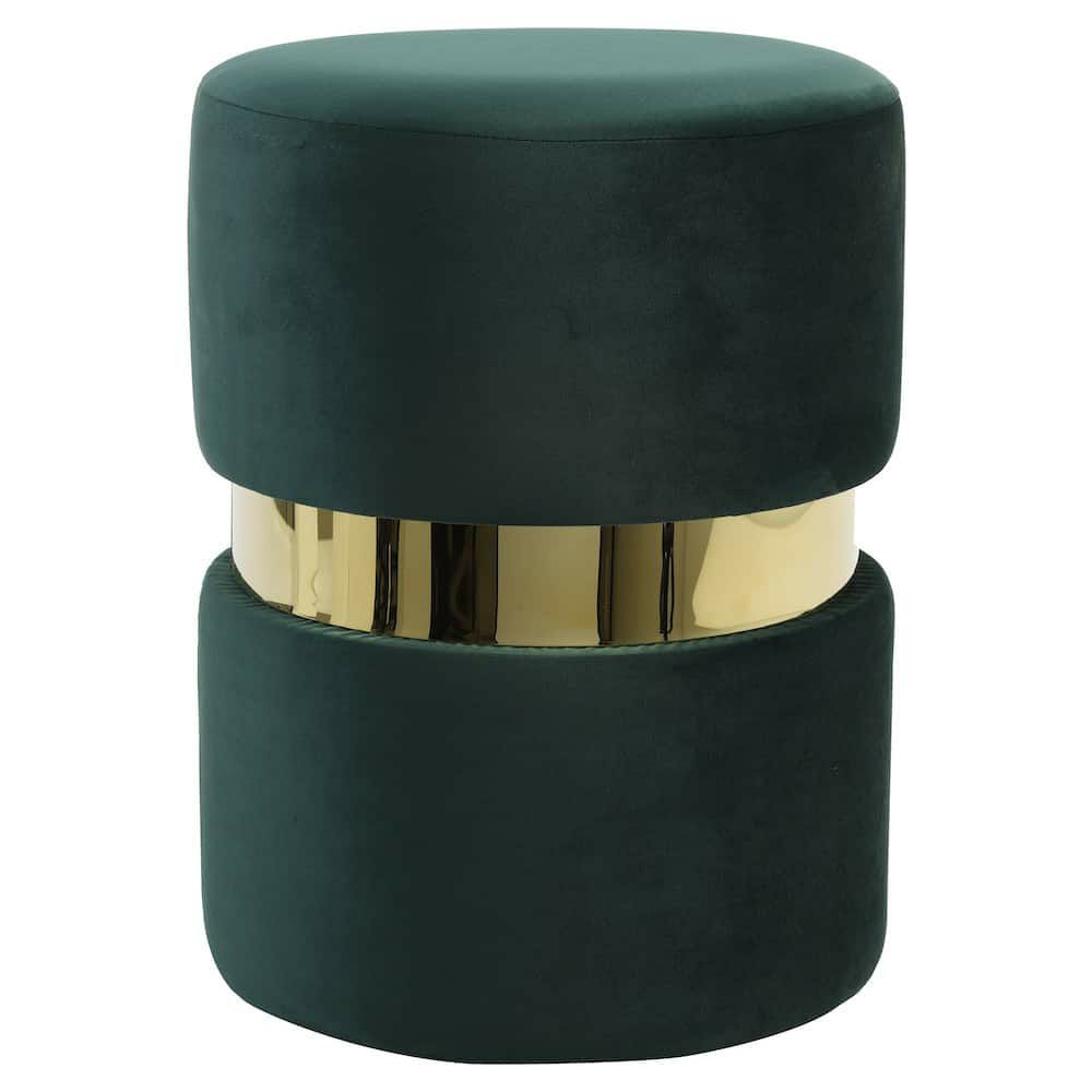 Stools & Poufs | Stool Jamee Velvet Green-Gold Ø35X46 Cm Furniture Stools & Poufs