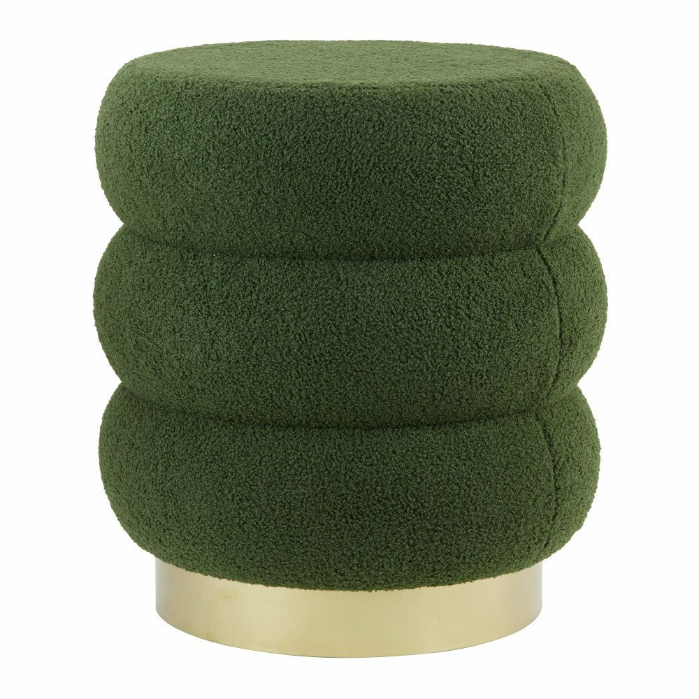 Stools & Poufs | Stool Kimi Dark Olive Green-Gold ⌀40X45Cm Furniture Stools & Poufs