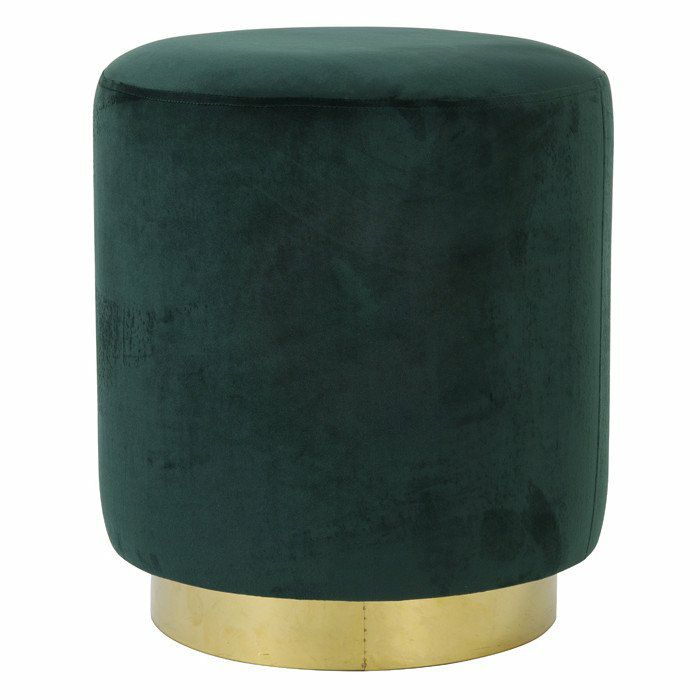 Stools & Poufs | Stool Nadien Velvet Green Ø40X45 Cm Furniture Stools & Poufs