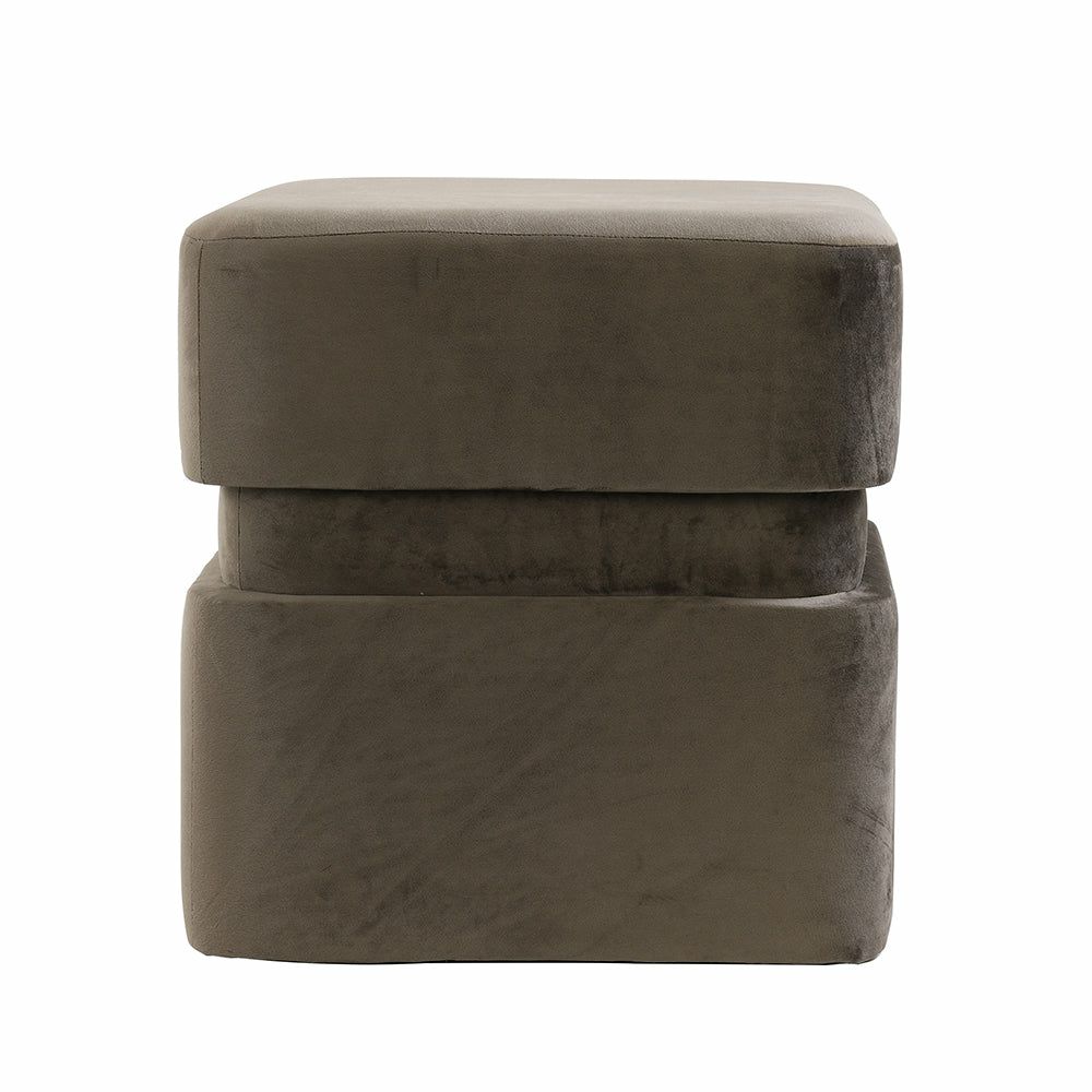 Stools & Poufs | Stool Piazza Velvet Grey-Brown Ø40X42.5 Cm Furniture Stools & Poufs