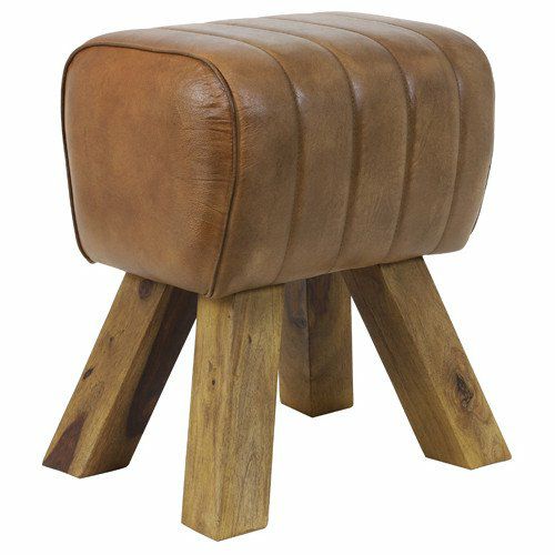 Stools & Poufs | Stool Ramy Leather Brown 42X35X46 Cm Furniture Stools & Poufs