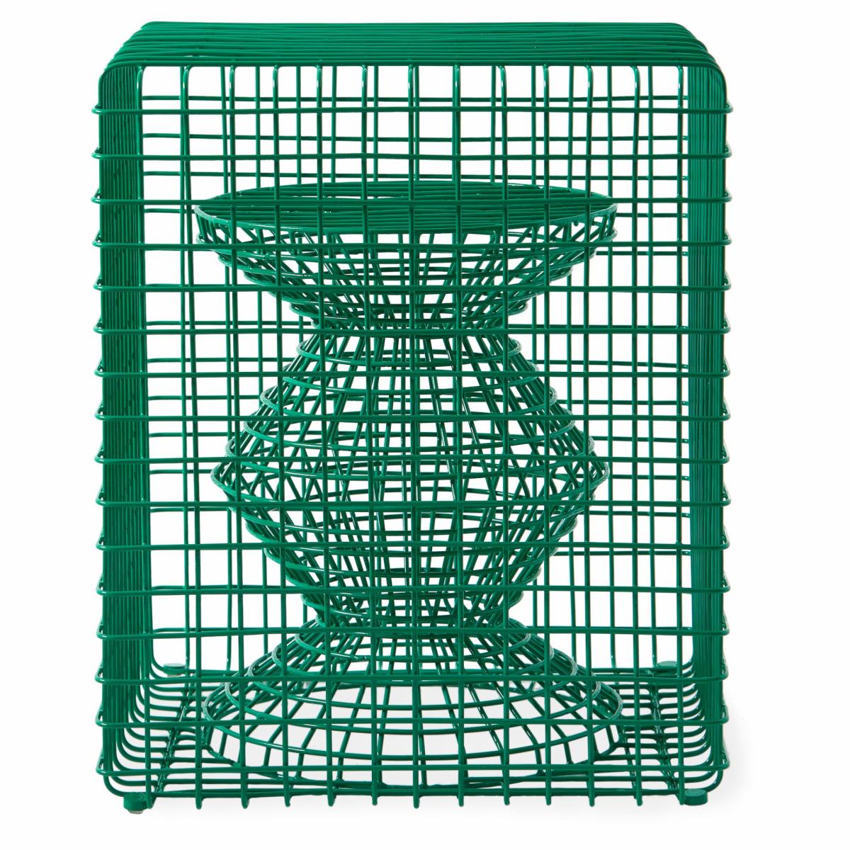 Stools & Poufs | Stool Wire Zig Zag Green 40X40X47Cm Furniture Stools & Poufs