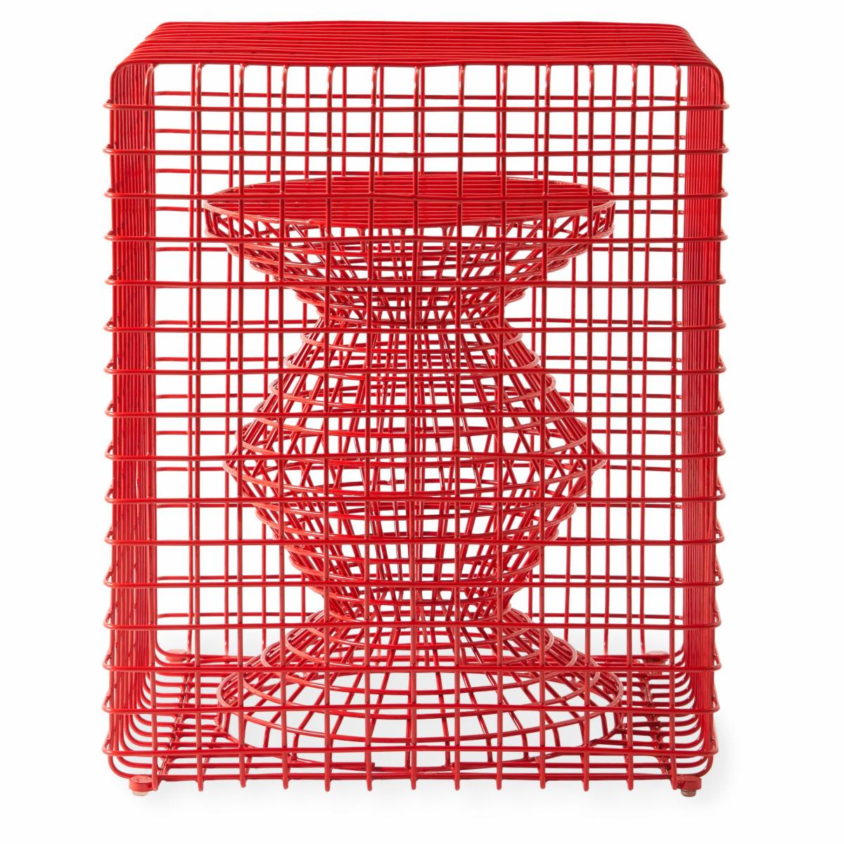 Stools & Poufs | Stool Wire Zig Zag Red 40X40X47Cm Furniture Stools & Poufs