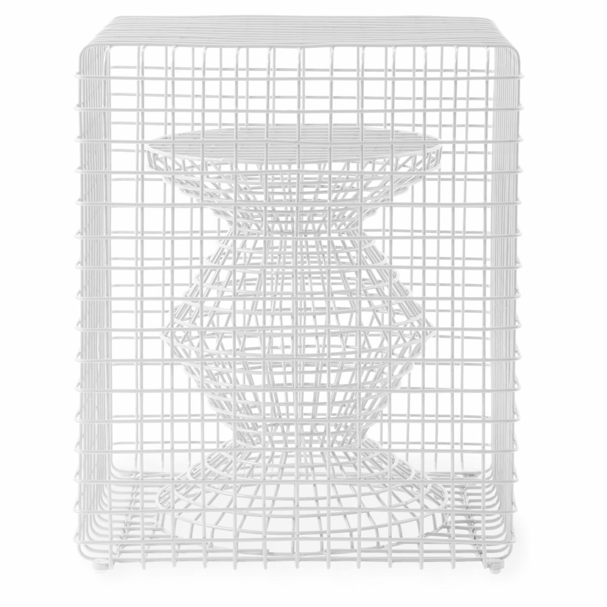 Stools & Poufs | Stool Wire Zig Zag White 40X40X47Cm Furniture Stools & Poufs