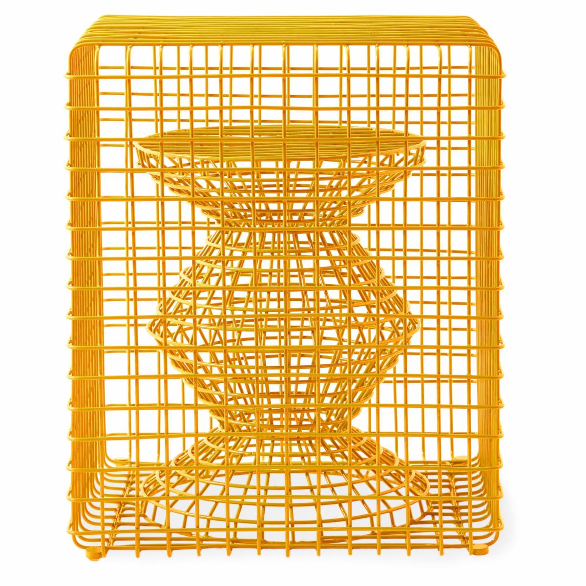 Stools & Poufs | Stool Wire Zig Zag Yellow 40X40X47Cm Furniture Stools & Poufs