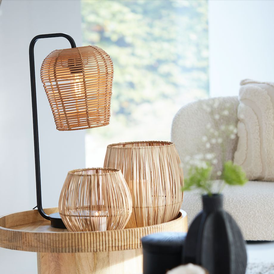 Table lamps & table lights | Mareno Table Lamp Matt Black Rattan Lamps & Lights Table lamps & table lights