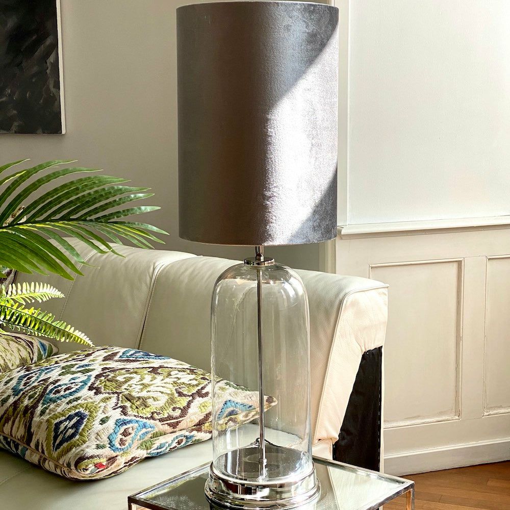 Table lamps & table lights | Table Lamp Bouala Glass-Velvet Graphite 85Cm Lamps & Lights Table lamps & table lights