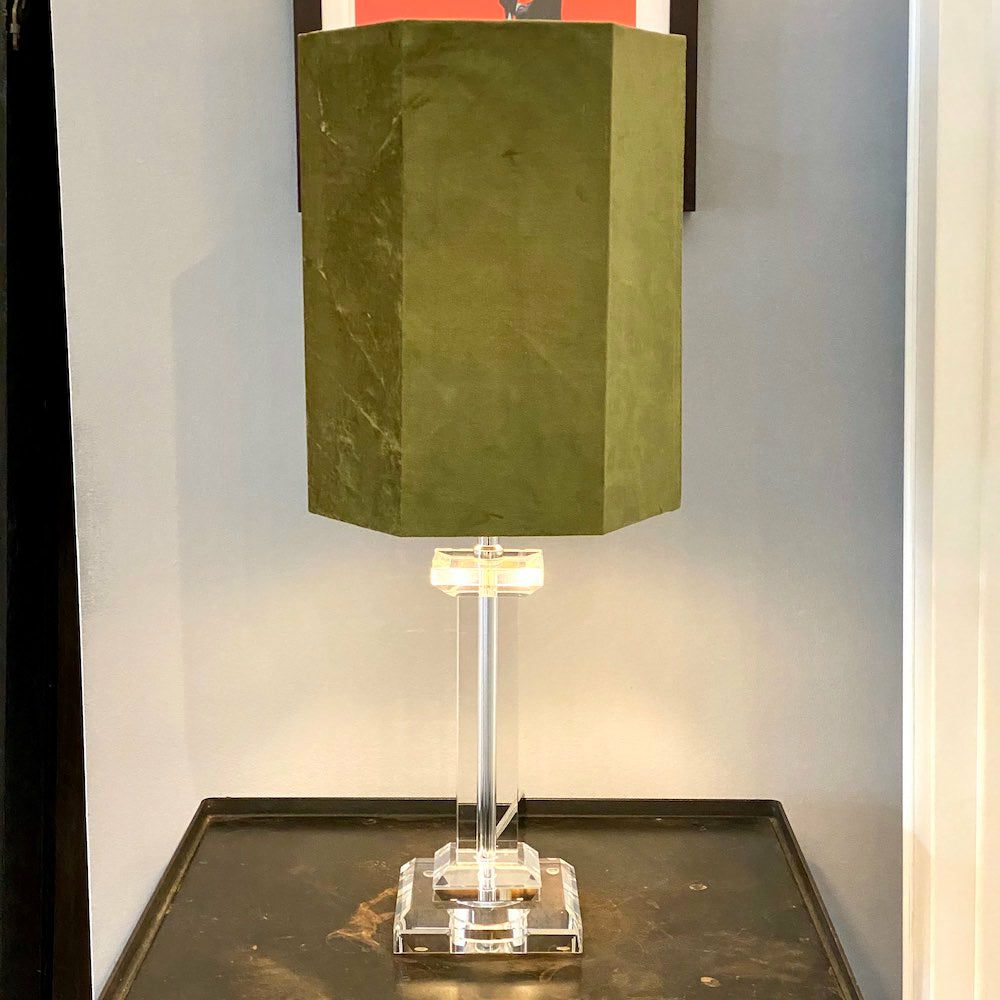 Table lamps & table lights | Table Lamp Storavan Glass Crystal Velvet Olive Green 58Cm Lamps & Lights Table lamps & table lights