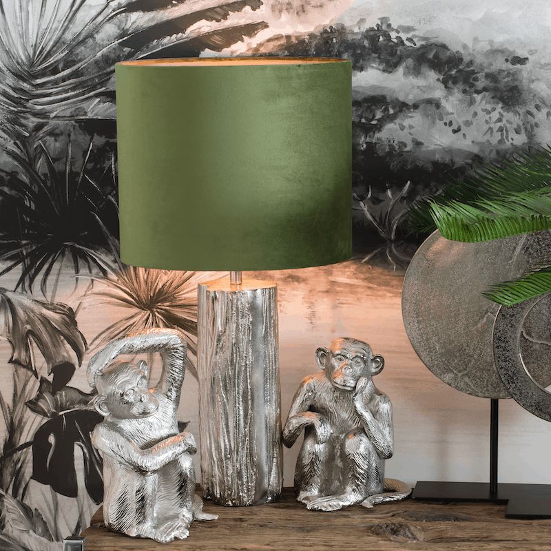 Table lamps & table lights | Table Lamp Tocon Silver-Green Velvet 50 Cm Lamps & Lights Table lamps & table lights