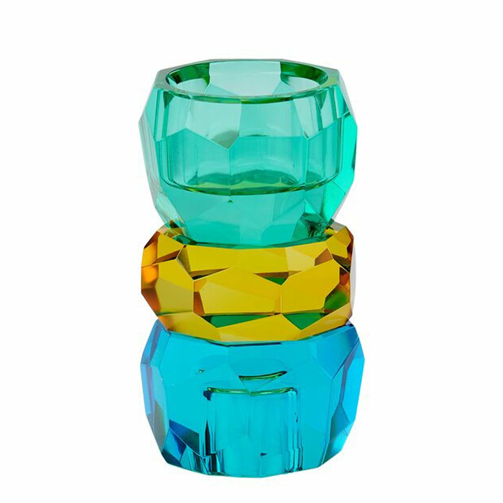 Tealight holder | Candle Holder Palisades Made Of Glass – Blue-Yellow-Green Ø6X10.5Cm Home Accessories Tealight holder