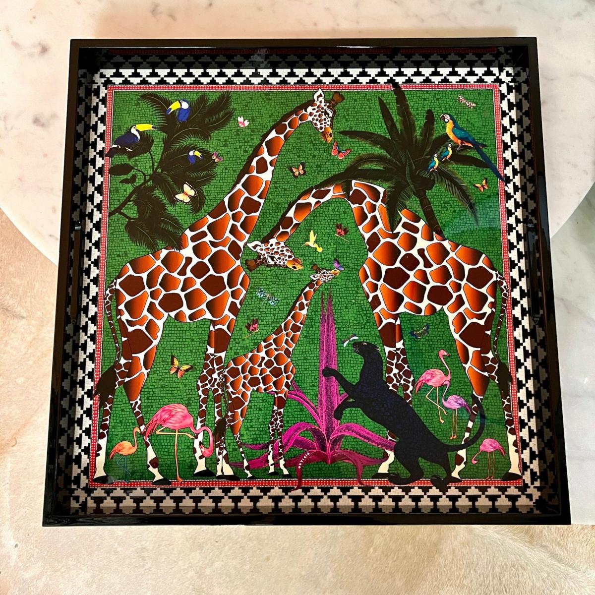 trays | Lacquer Tray Giraffe 45X45Cm Home Accessories trays