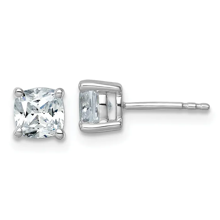 14k White Gold 1 12 ctw Lab Grown Diamond VSSI G Cushion 4 Prong Heavy Wt Stud Earrings Goldia Earrings