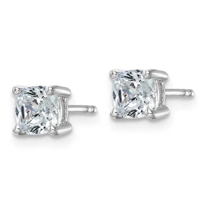 14k White Gold 1 12 ctw Lab Grown Diamond VSSI G Cushion 4 Prong Heavy Wt Stud Earrings Goldia Earrings