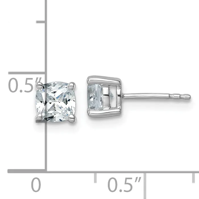 14k White Gold 1 12 ctw Lab Grown Diamond VSSI G Cushion 4 Prong Heavy Wt Stud Earrings Goldia Earrings