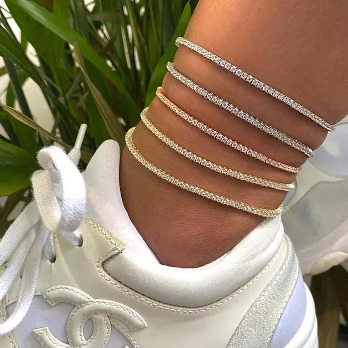 30 ct tw Classic FourProng Natural Diamond Tennis Anklet Bracelet in 18K White Gold Goldia Bracelets