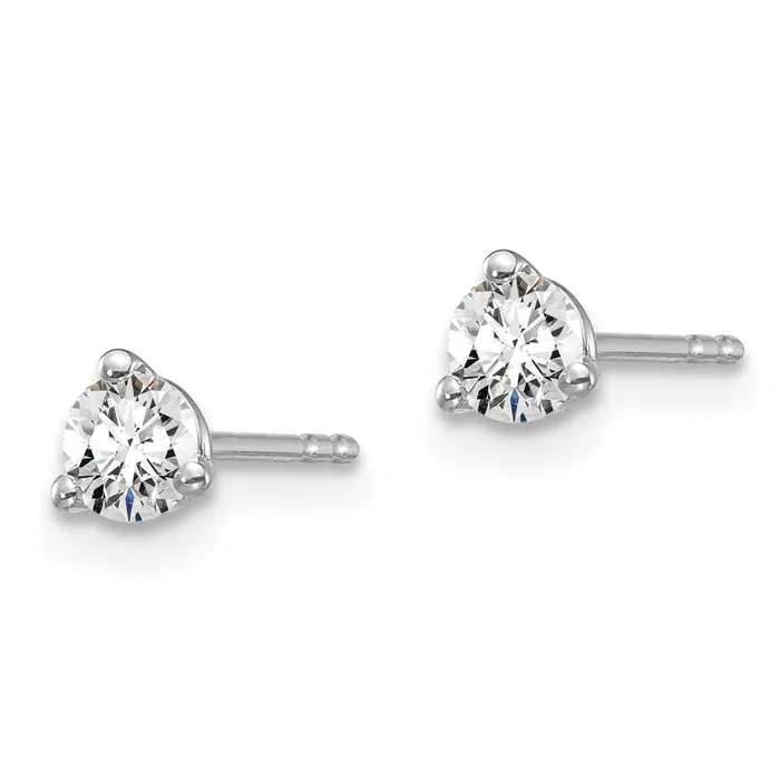 Earrings 14k White Gold 13 ctw Certified Lab Grown Diamond VSSI G Round 3 Prong Heavy Wt Stud Earrings Goldia