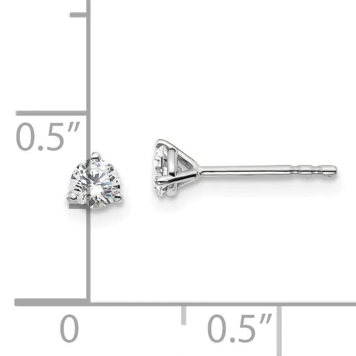 Earrings 14k White Gold 13 ctw Certified Lab Grown Diamond VSSI G Round 3 Prong Heavy Wt Stud Earrings Goldia