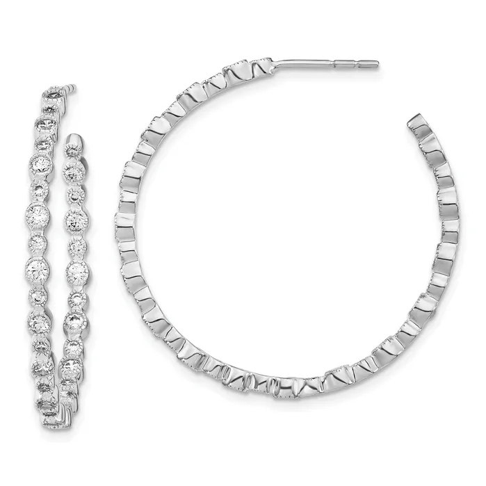 Earrings Goldia 14k White Gold 1 12 Ct Lab Grown Diamond VSSI G Circle Bezel Hoop Post Earrings