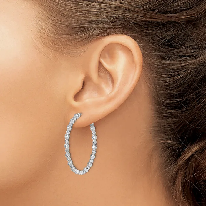 Earrings Goldia 14k White Gold 1 12 Ct Lab Grown Diamond VSSI G Circle Bezel Hoop Post Earrings