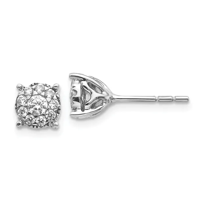 Earrings Goldia 14k White Gold 1 Ct Lab Grown Diamond VSSI G Halo Post Earrings