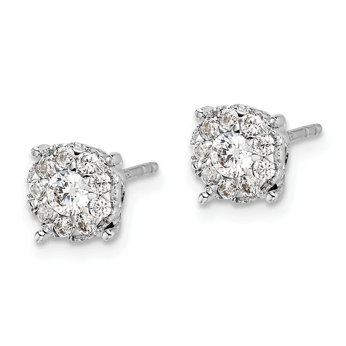 Earrings Goldia 14k White Gold 1 Ct Lab Grown Diamond VSSI G Halo Post Earrings