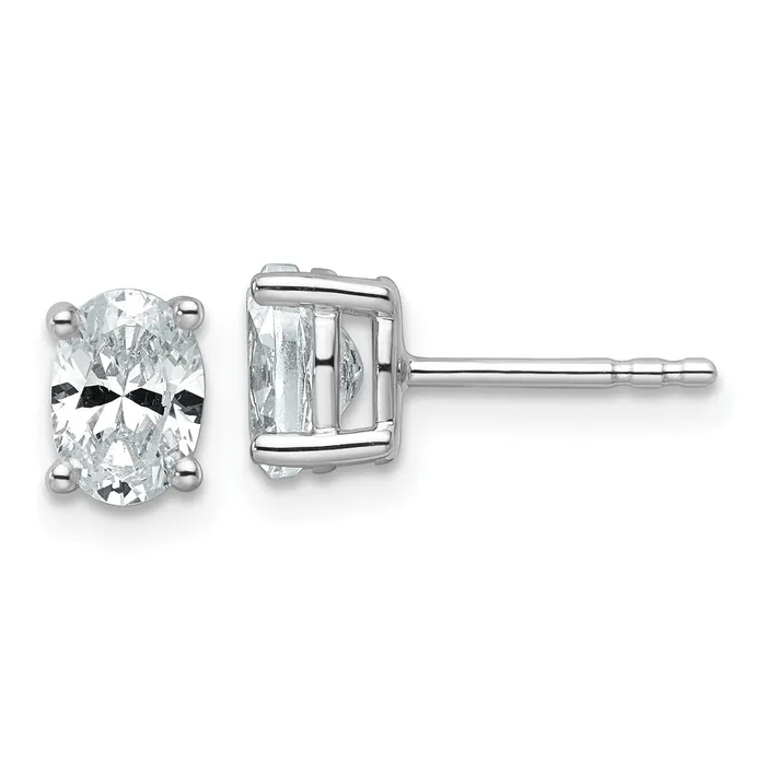 Earrings Goldia 14k White Gold 1 ctw Certified Lab Grown Diamond VSSI G Oval 4 Prong Heavy Wt Stud Earrings