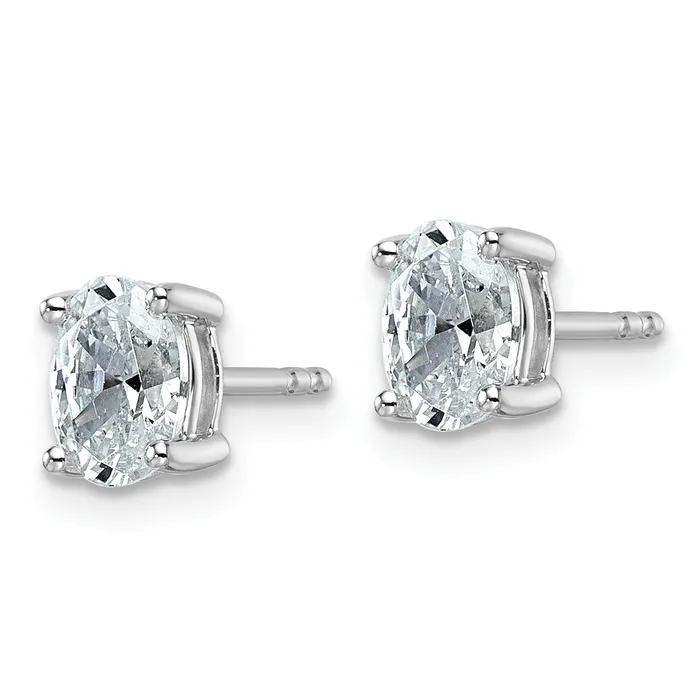 Earrings Goldia 14k White Gold 1 ctw Certified Lab Grown Diamond VSSI G Oval 4 Prong Heavy Wt Stud Earrings