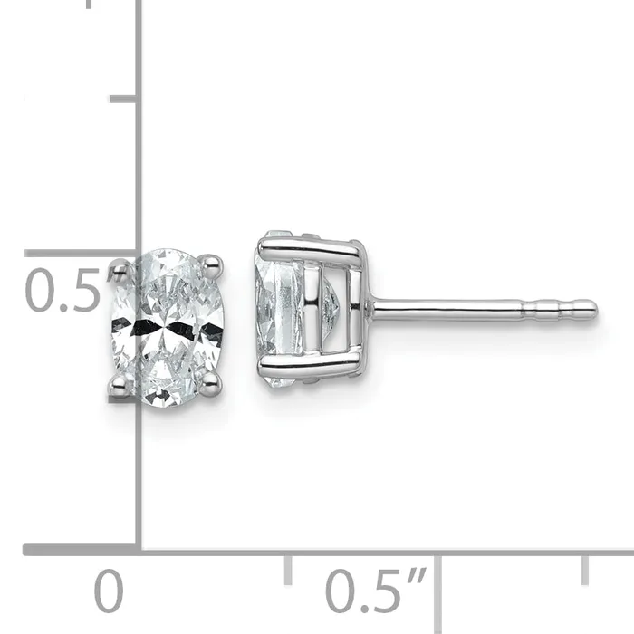 Earrings Goldia 14k White Gold 1 ctw Certified Lab Grown Diamond VSSI G Oval 4 Prong Heavy Wt Stud Earrings