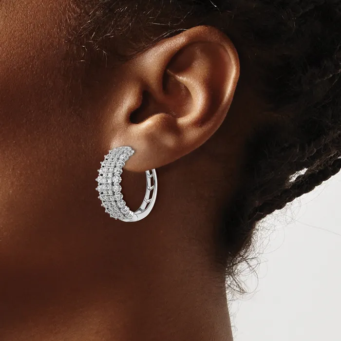 Earrings Goldia 14k White Gold 3 Ct Lab Grown Diamond VSSI G Hinged Hoop Earrings