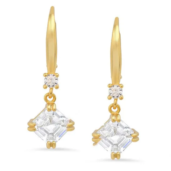 Earrings JMS always Original Kylie Harper 14k Gold Over Silver Asschercut Cubic Zirconia CZ Dangle Leverback Earrings Earrings JMS always Original Kylie Harper 14k Gold Over Silver Asschercut Cubic Zirconia CZ Dangle Leverback Earrings