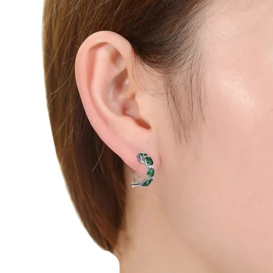 Earrings JMS always Original Megan Walford 925 Sterling Silver Emerald Cubic Zirconia Petite Hoop Earrings Earrings JMS always Original Megan Walford 925 Sterling Silver Emerald Cubic Zirconia Petite Hoop Earrings