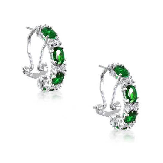 Earrings JMS always Original Megan Walford 925 Sterling Silver Emerald Cubic Zirconia Petite Hoop Earrings Earrings JMS always Original Megan Walford 925 Sterling Silver Emerald Cubic Zirconia Petite Hoop Earrings
