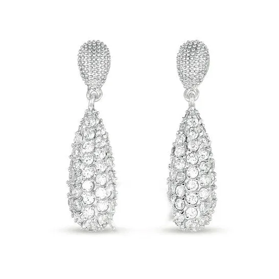 Earrings JMS always Original Megan Walford Sterling Silver Round Cubic Zirconia TwoTier Earrings