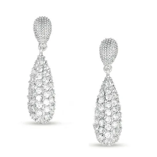 Earrings JMS always Original Megan Walford Sterling Silver Round Cubic Zirconia TwoTier Earrings Earrings JMS always Original Megan Walford Sterling Silver Round Cubic Zirconia TwoTier Earrings