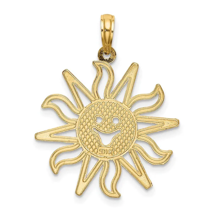 Goldia Charm Necklaces 14k Yellow Gold Cutout Smiling Sun Charm