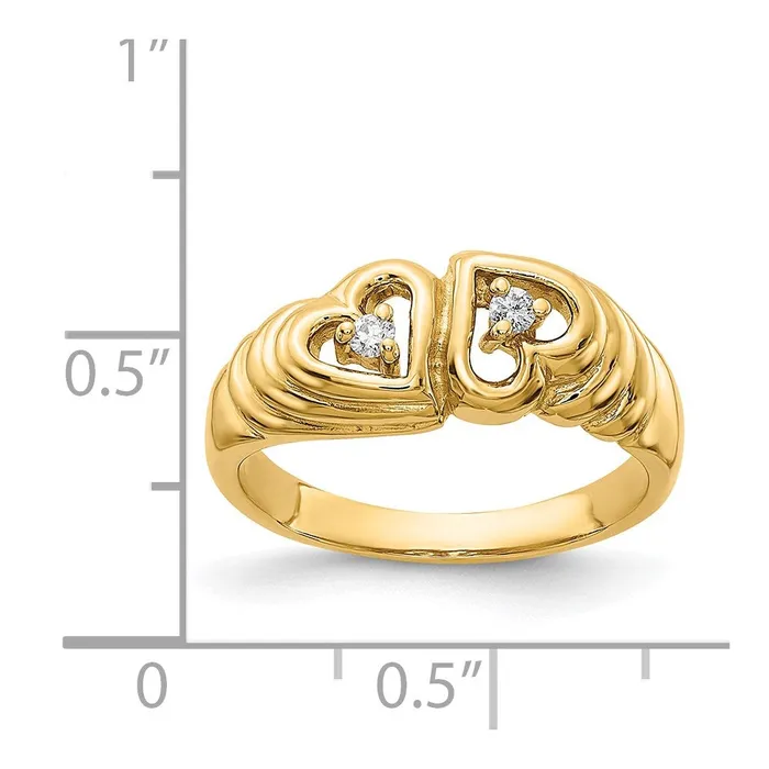 Goldiacom 14K Yellow Gold A Real Diamond heart ring Rings