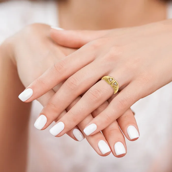 Goldiacom 14K Yellow Gold A Real Diamond heart ring Rings